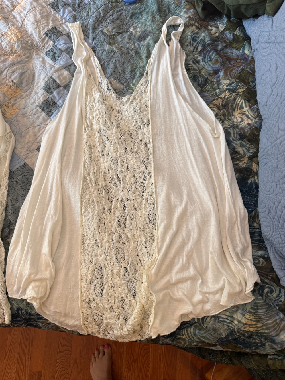 Lace & Knit Cascade Open-Front Women's Top - Cream - Picture 5 of 5